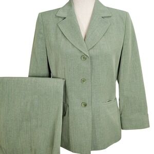 Le Suit Essentials Pant Suit Women 6 Green‎ Black Career Classic Retro